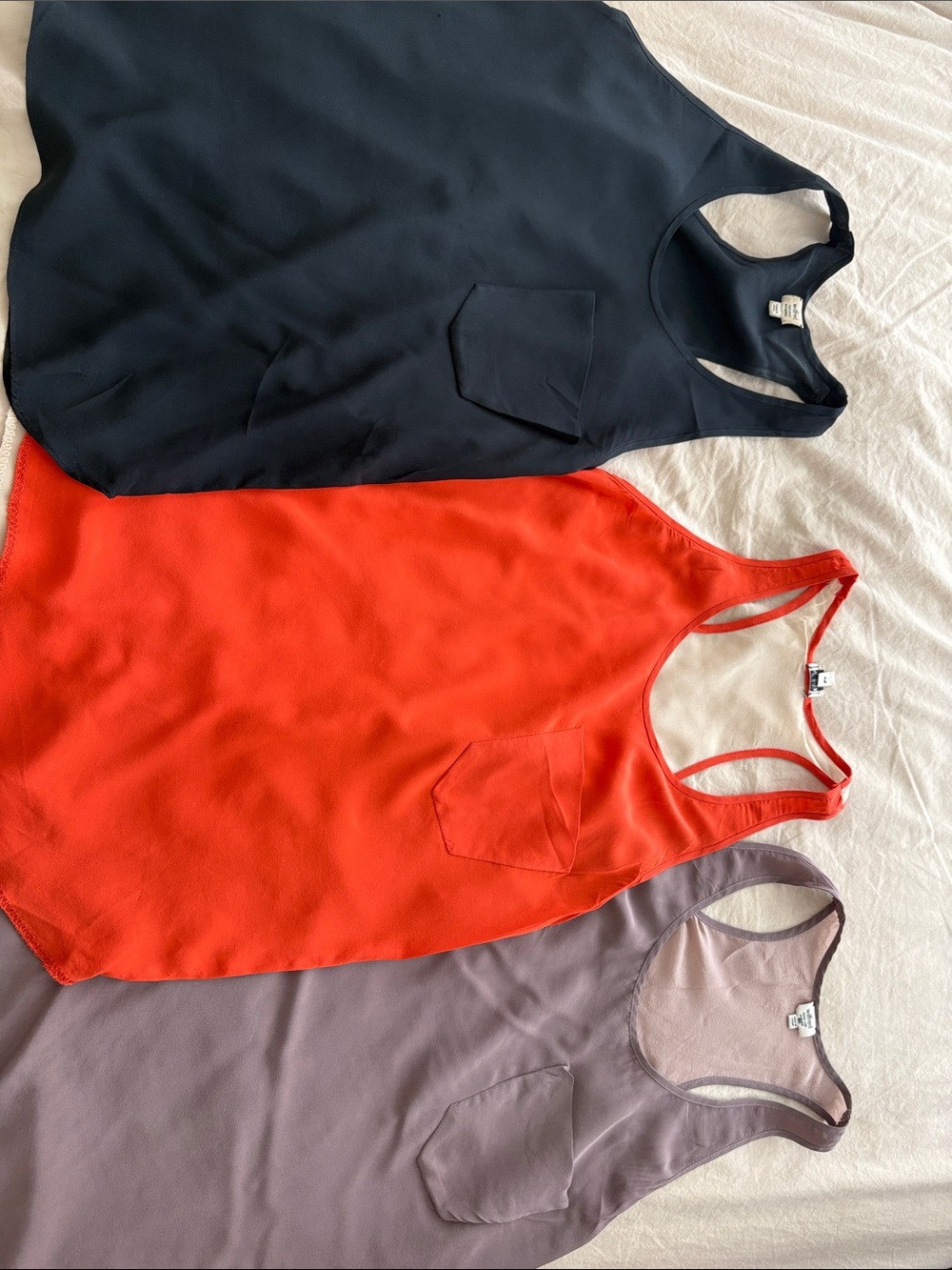 Wilfred Mixed Color Sleeveless Blouse Trio - Black, Orange, Mauve